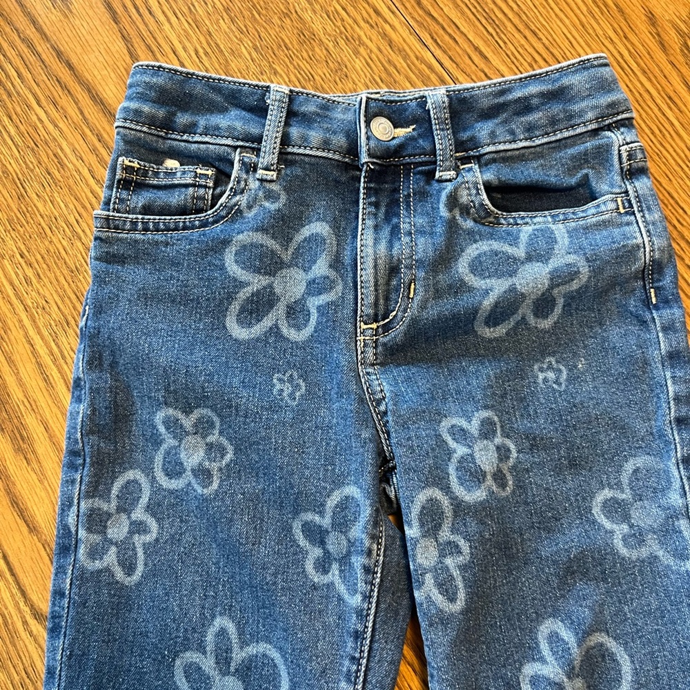 jumping beans Size 7 Blue Floral Flare Jeans - Picture 3 of 5